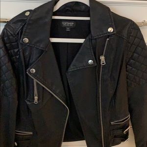 Top Shop faux leather jacket with zipper detail